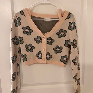 Altard State Floral Patterned Beige Sweater
